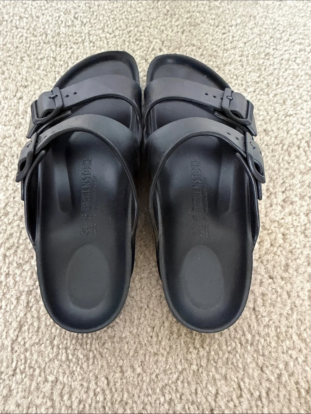 Black Womens Birkenstock Double-Buckle Slide Sandals